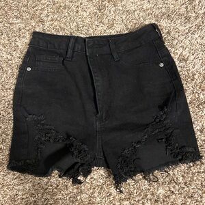 Black High Waist Jean Shorts